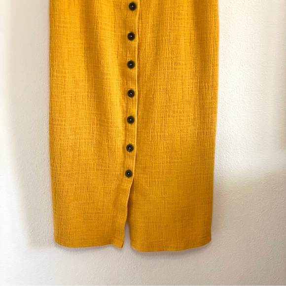 Madewell Texture & Thread Button Front Rank Dress Tungsten Glow Yellow Medium - Picture 8 of 16